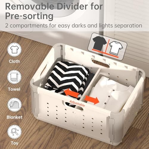 2-Section 42L Laundry Hamper with Dividers for Pre-Sorting