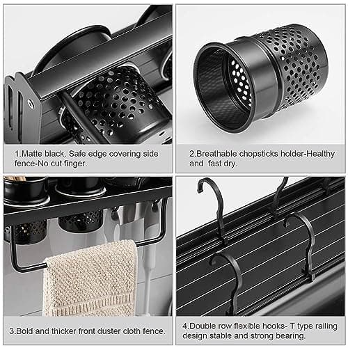 Space-Saving Hanging Spice & Pot Rack with Hooks, Kitchen Utensil Organizer