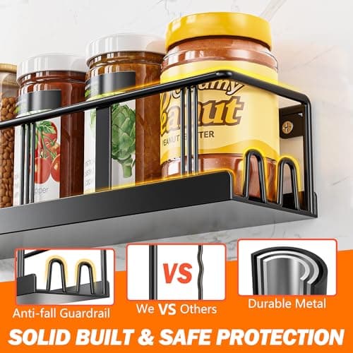 Space-Saving 3 Pack Spice Rack, Wall Mount for Cabinets or Pantry Doors