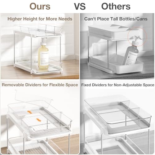 Delamu 2-Tier Pull-Out Sink Organizer with Movable Dividers