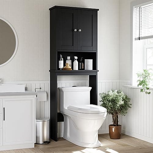 Shintenchi Anti-Tip Toilet Storage Cabinet, White