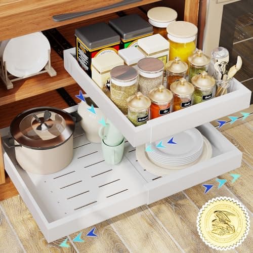 16.5" Deep Expandable Cabinet Organizer, Heavy Duty 3-Way - Kitchen & Bathroom Storage