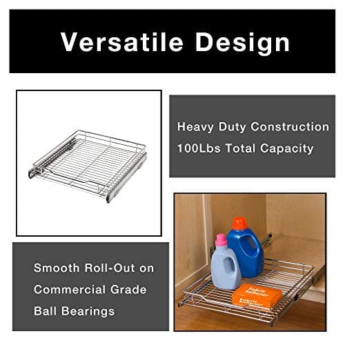 Smart Design Pull Out Cabinet Shelf - Medium - Chrome