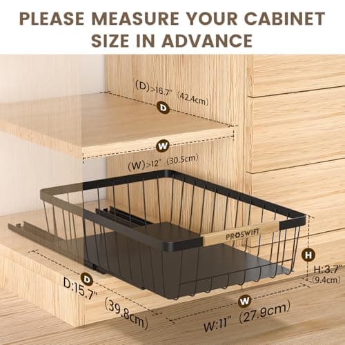 Slide Out Drawer Organizers 2 Pack for Kitchen Cabinets, Bathroom, Living Room Clutter Cleanup (15.7 x 11 x 3.7″)