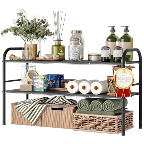 NETEL 2-Tier Expandable Under Sink Organizer, Cupboard Storage with 8 Panels, Kitchen & Bathroom