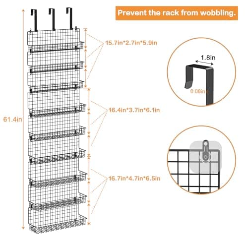 Stylish 9-Tier Spice Rack Organizer with Door Hook – Wall Mount for Extra Large Pantry Storage