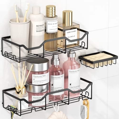 ASTOFLI Large Capacity Rustproof Shower Caddy, 4-Pack with 16 Hooks