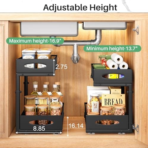 2 Tier Under Sink Organizer with Sliding Drawers for Home and Office (1 Pack)