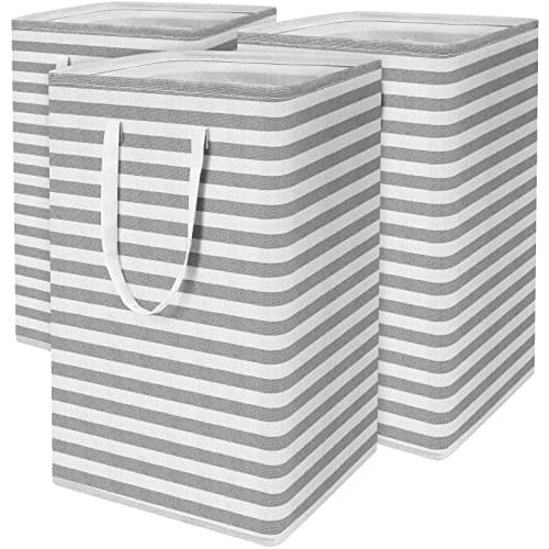 WISELIFE 3-Pack Large Collapsible Laundry Baskets with Carry Handles - Grey
