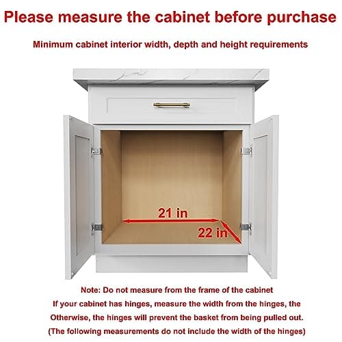 Heavy-Duty Pull-Out Cabinet Organizer for Kitchen and Pantry, 20" x 21" Wood & Wirebasket