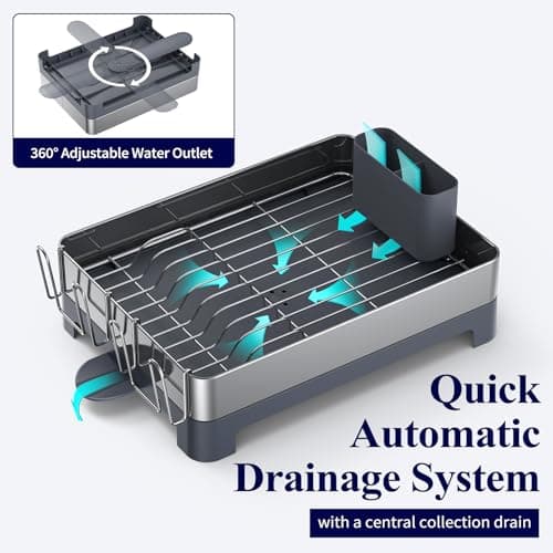 Space-Saving Stainless Steel Dish Drying Rack for Kitchen Counter