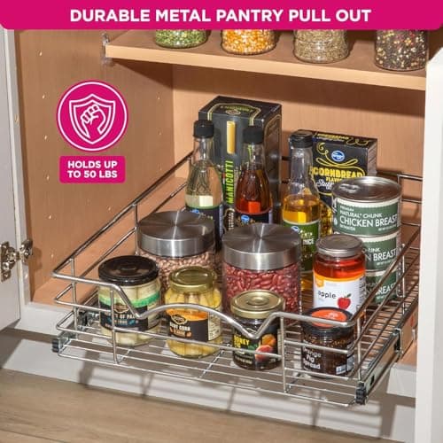 HOLDN' STORAGE Heavy-Duty Pantry Cabinet Organizer - Lifetime Warranty, 14" x 21" x 5" Anti-RustChrome