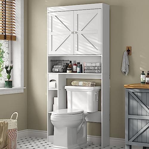 Barn Doors Farmhouse Over Toilet Storage Cabinet