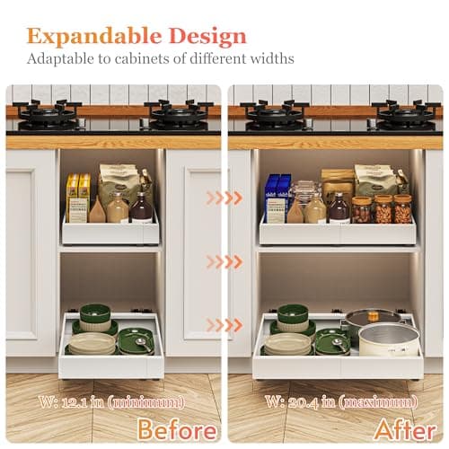 Expandable Cabinet Organizer (12.1"-20.4") - Adhesive Nano Film, White, 1 Pack