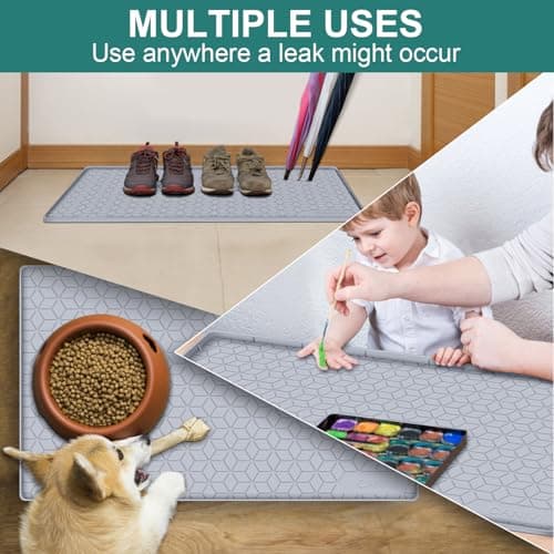 Waterproof Silicone Mat for Under Sink Kitchen & Laundry Cabinets Light Grey