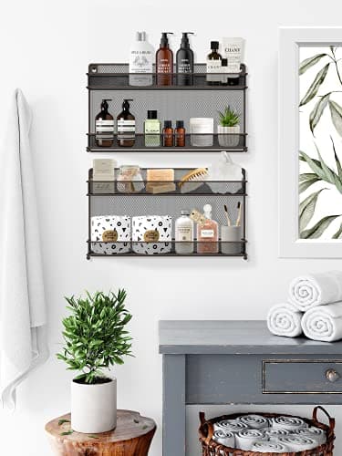 CAXXA 2PK 2-Tier Spice Rack, Bronze Mesh Storage Organizer