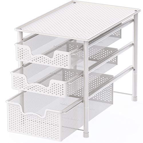 Simple Houseware 3-Tier White Alloy Steel Sliding Drawer Organizer Cabinet