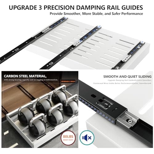 2 Pack Expandable Kitchen Cabinet Organizer, White, Carbon Steel Frame