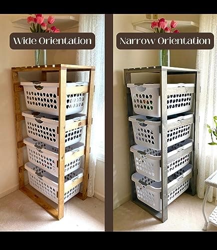 4-Tier Narrow Laundry Basket Holder Storage Shelf