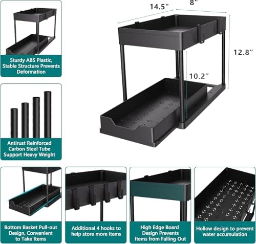Under Sink 2-Tier Organizer - Pull Out Kitchen & Bathroom Storage