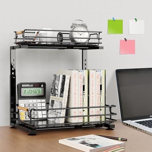 Under Sink Organizer for Kitchen and Bathroom, Metal Sliding Drawer, 2 Tier Storage - Black (2 Pack)