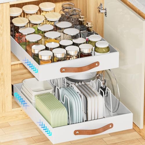 OVICAR Adhesive Slide Out Drawer - 12.2" W x 16.3"D Kitchen Bathroom Storage