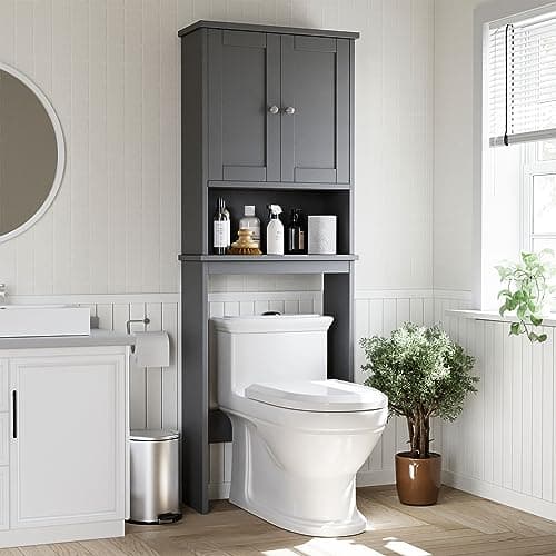Shintenchi Anti-Tip Toilet Storage Cabinet, White
