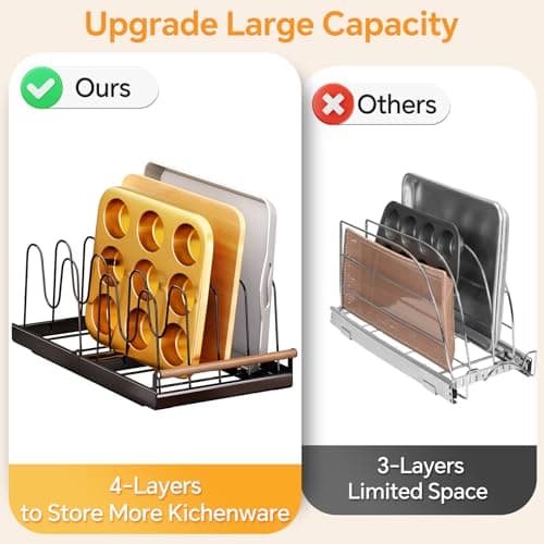 Adjustable Pull-Out Cabinet Organizer for Kitchen Storage