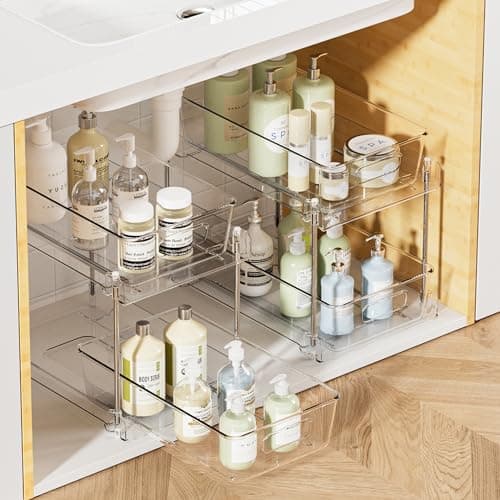 Vtopmart 2-Tier Bathroom Storage Organizer, Clear Under-Sink Vanities & Cabinets