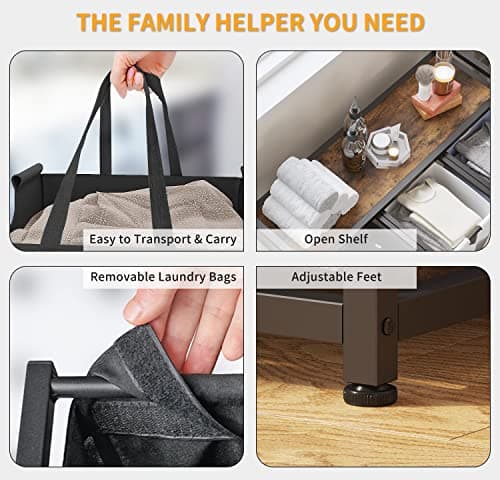Large Capacity Laundry Hamper with Removable Bags andFabric Handles
