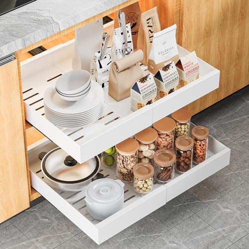 CHENDY Heavy Duty Pull Out Cabinet Organizer for Kitchen and Pantry (Black)