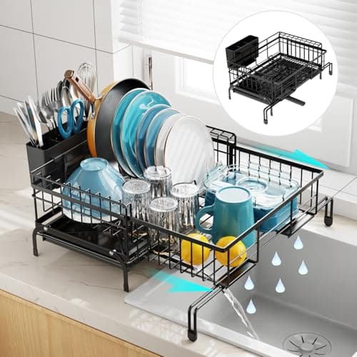 GSlife Anti-Rust Expandable Dish Drying Rack - Black
