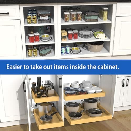 Heavy Duty Wooden Pull-Out Cabinet Organizer for Kitchen Cabinets