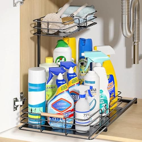 LAMU 2-Tier Under Sink Organizers for Kitchen and Bathroom Storage