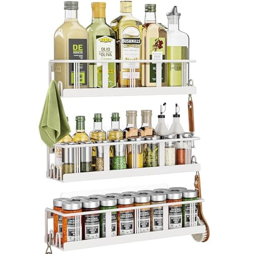 Space-Saving 3 Pack Spice Rack, Wall Mount for Cabinets or Pantry Doors