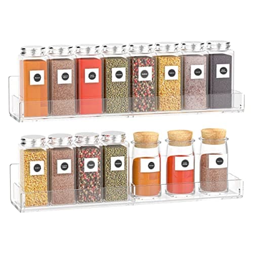 Acrylic Spice Rack Wall Mount, 2 Pack Kitchen Seasoning Organizer