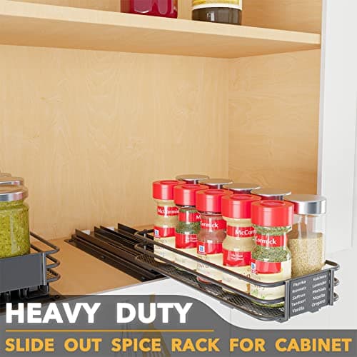 SpaceAid Heavy Duty Pull-Out Spice Rack Organizer, Cabinet Storage, 1 Drawer 1-Tier