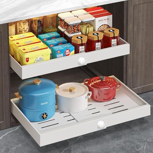 Expandable Cabinet Organizer with Adhesive Nano Film - White