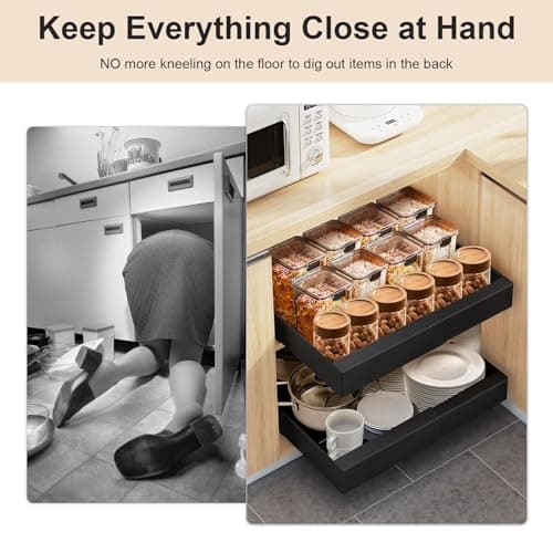 Adhesive Slide Out Drawers for Cabinets - Pantry, Bathroom, Kitchen (Not for Lips/Edge)