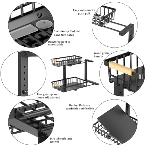 2 sets of adjustable pull-out under-sink organisers for kitchen and bathroom