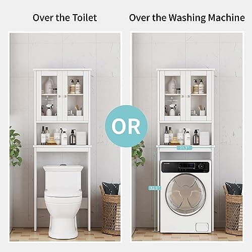Shintenchi Anti-Tip Toilet Storage Cabinet, White