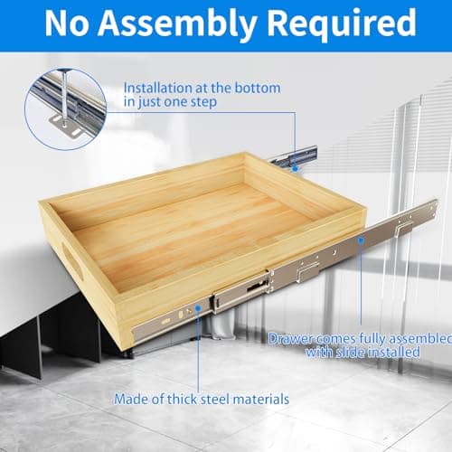 Soft Close Slide Out Cabinet Organizer, 15" x 21" Wood Shelves for Kitchen Cabinets