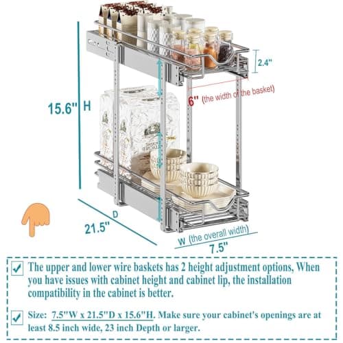 OCG 2-Tier Pull Out Cabinet Organizer for Kitchen Storage