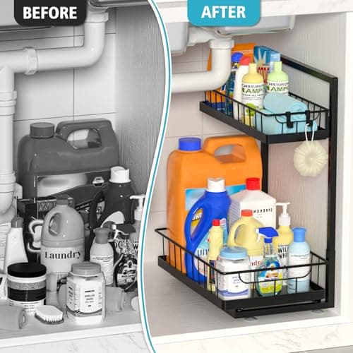 WOWBOX 2-Pack Under-Sink Organizer 2-Tier Slide-Out Cabinet Storage