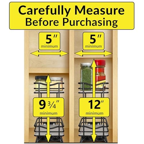 LYNK PROFESSIONAL Slide Out Spice Rack - Black, 4-1/4" Wide, 2 Tier