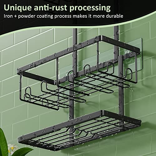 AHNR Black Shower Caddy Hanging, Over Showerhead Organizer with Hooks