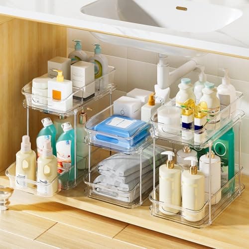 Delamu 2-Tier Clear Under Sink & Kitchen Pantry Storage Organizers