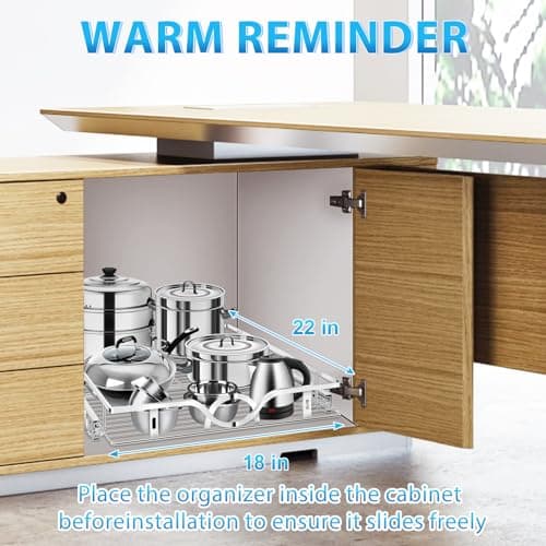 Slide Out Cabinet Organizer for Kitchen, Pantry, and Bathroom - 17" W x 21" D