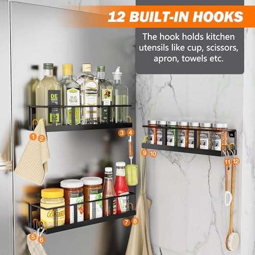 Space-Saving 3 Pack Spice Rack, Wall Mount for Cabinets or Pantry Doors