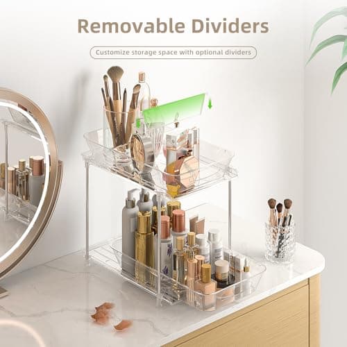 4-Pack Bathroom Sink Organizers & 2-Tier Clear Medicine Cabinet + Pull-Out Kitchen Pantry Storage